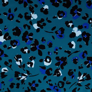 Twill de viscose léopard -Pétrole