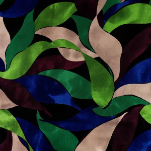 Satin de viscose-Feuilles Royal- Vert