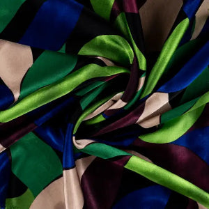 Satin de viscose-Feuilles Royal- Vert