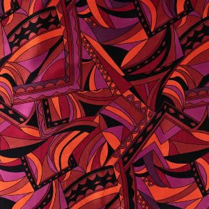 Satin de viscose-Graphique Retro Rouge-Orange