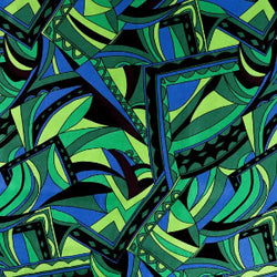 Satin de viscose-Graphique Retro Royal - Vert
