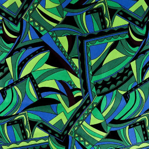 Satin de viscose-Graphique Retro Royal - Vert