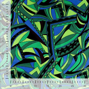 Satin de viscose-Graphique Retro Royal - Vert