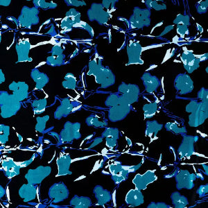 Satin de viscose Fleurs-Pétrole