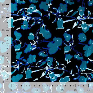 Satin de viscose Fleurs-Pétrole