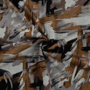 Jersey de viscose imprimé Rayures de peinture violettes-Caramel