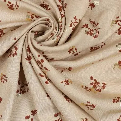 Popeline de viscose  FEUILLE D'ÉCLAT PETITES FLEURS - BEIGE - La boite à tissus