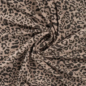Velours côtelé stretch lavé Léopard- Taupe