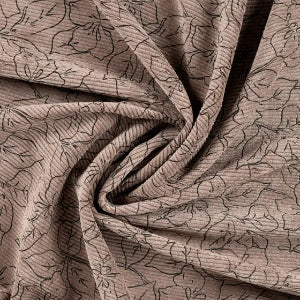 Velours côtelé stretch lavé Fleurs Chameau-Taupe
