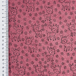 Velours côtelé stretch petit cerf-Vieux Rose