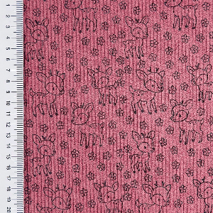 Velours côtelé stretch petit cerf-Vieux Rose