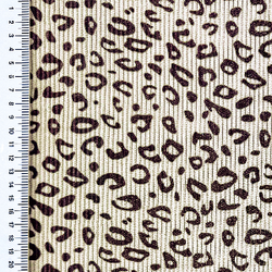 Velours côtelé stretch panthère - Blanc cassé