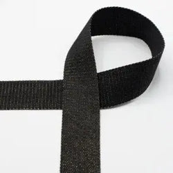 Sangle Noir Fibre Métal Doré 040 mm - La boite à tissus Sangle Noir Fibre Métal Doré 040 mm