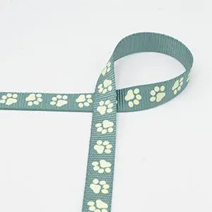 Sangle pattes de chien brillants menthe foncé 20mm - La boite à tissus