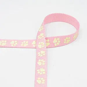 Sangle pattes de chien brillants rose bébé 20mm - La boite à tissus