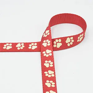 Sangle pattes de chien brillants rouge foncé 20mm - La boite à tissus
