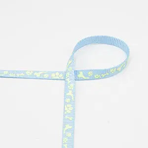 Sangle pattes et os de chien brillants bleu bébé - La boite à tissus