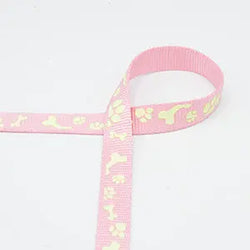 Sangle pattes et os de chien brillants rose bébé 20mm - La boite à tissus
