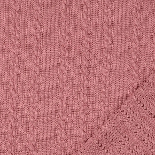 Tissu Tricot Tressé Vieux Rose - La boite à tissus