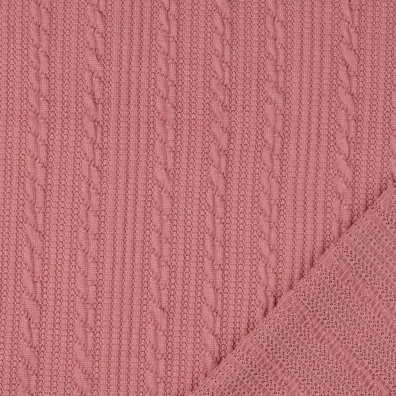 Tissu Tricot Tressé Vieux Rose - La boite à tissus