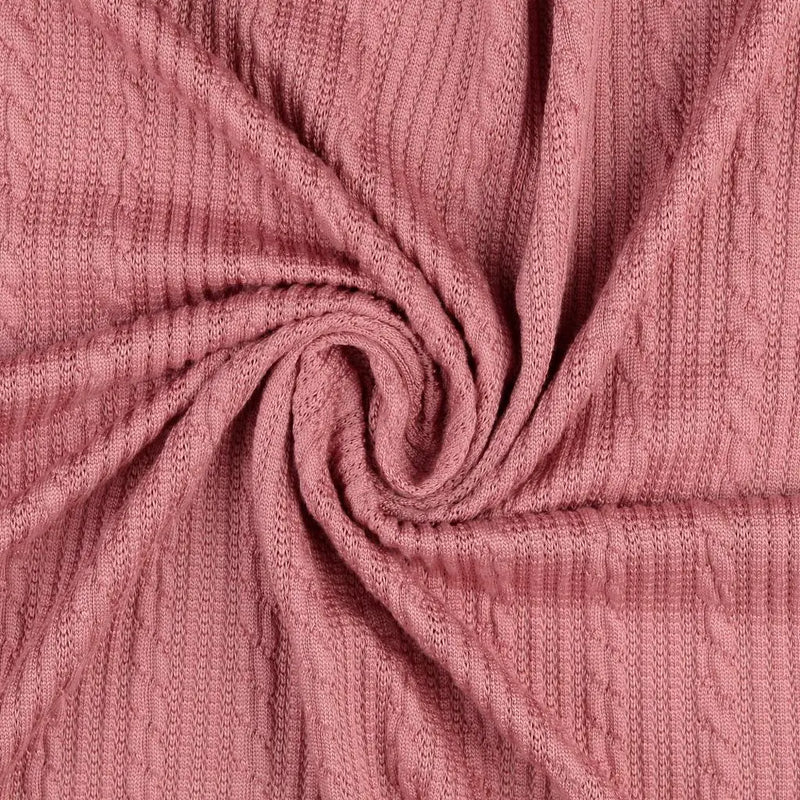 Tissu Tricot Tressé Vieux Rose - La boite à tissus