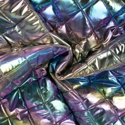 Tissu doudoune matelassé métallisé Kayra -multicolore - La boite à tissus