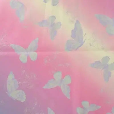 Tissu toile imperméable pour ciré - Papillons Lilas-Aqua - La boite à tissus