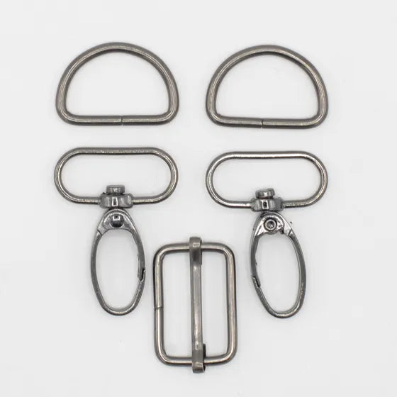 Set d'accessoires de sac 5 pièces 30 mm - Métallique argenté - La boite à tissus