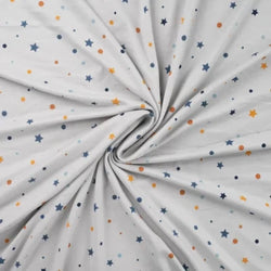 Jersey flanelle imprimé-Étoiles et pois gris