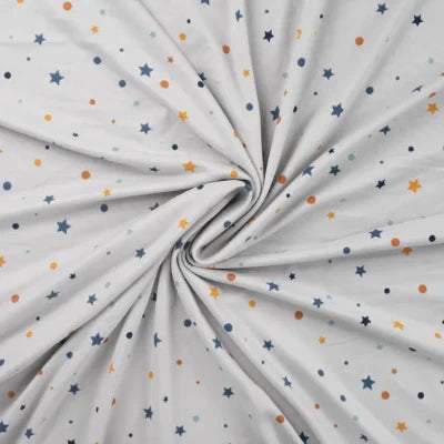 Jersey flanelle imprimé-Étoiles et pois gris
