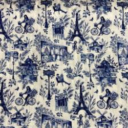 Viscose Imprimée Paris Blanc / Bleu