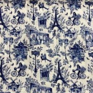 Viscose Imprimée Paris Blanc / Bleu