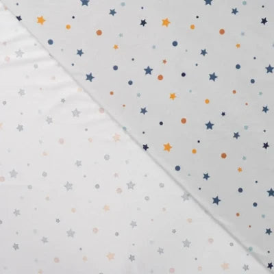 Jersey flanelle imprimé-Étoiles et pois gris