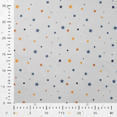 Jersey flanelle imprimé-Étoiles et pois gris