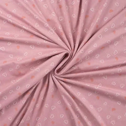 Jersey flanelle imprimé Coeurs -Rose Bébé