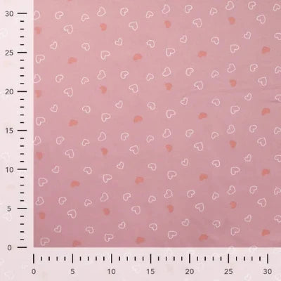 Jersey flanelle imprimé Coeurs -Rose Bébé