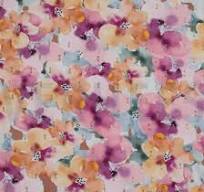 FLEURS NUMÉRIQUES EN VISCOSE LUREX - VIOLET / ORANGE