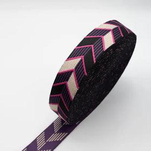 Sangle tissée double face  pour sacs à motif flèche 50 mm- Purple