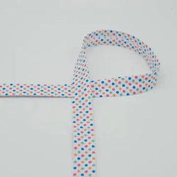 Biais à pois multi 18 mm fond écru v2 - La boite à tissus