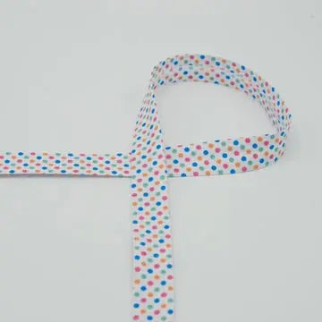 Biais à pois multi 18 mm fond écru v2 - La boite à tissus