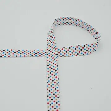 Biais à pois multi 18 mm fond écru v4 - La boite à tissus