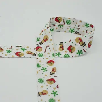 Biais bonhomme de Noël blanc 30 mm - La boite à tissus