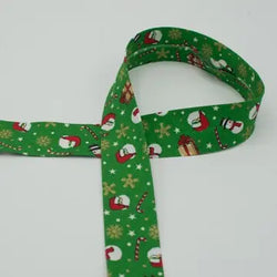 Biais bonhomme de Noël vert 30 mm - La boite à tissus