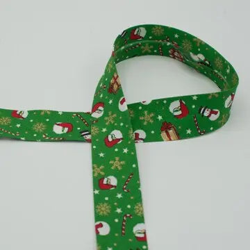 Biais bonhomme de Noël vert 30 mm - La boite à tissus