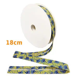 Biais ethnic jaune-bleu 100% coton 18mm - La boite à tissus