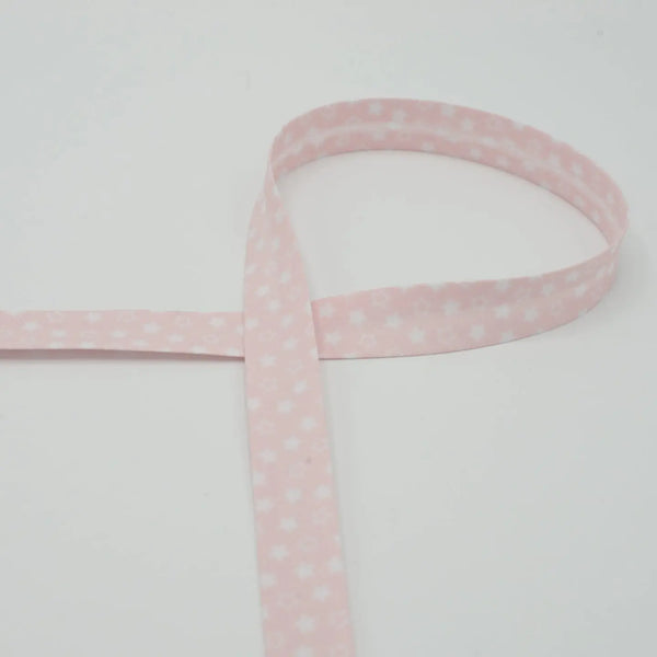 Biais étoiles baby rose  18 mm - La boite à tissus