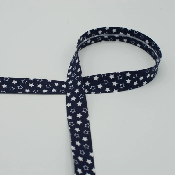 Biais étoiles marine 18 mm - La boite à tissus