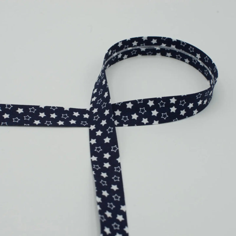 Biais étoiles marine 18 mm - La boite à tissus