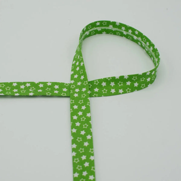 Biais étoiles vert 18 mm - La boite à tissus