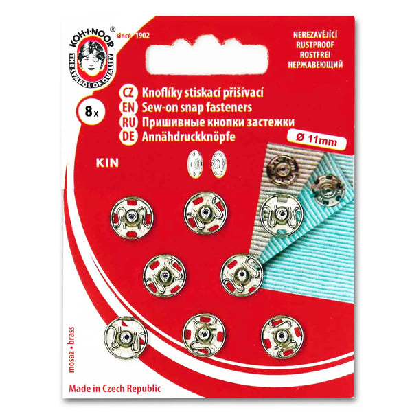 Bouton pression à coudre metal Argent  11 mm - La boite à tissus